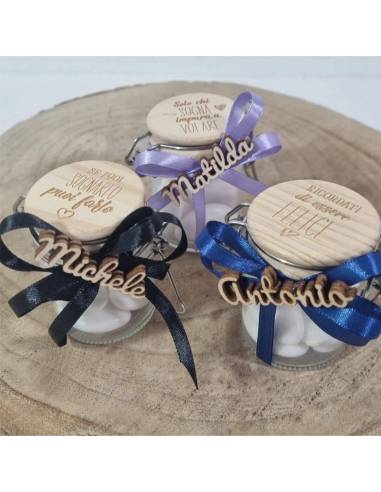 Barattoli ermetici con frasi bomboniere personalizzate