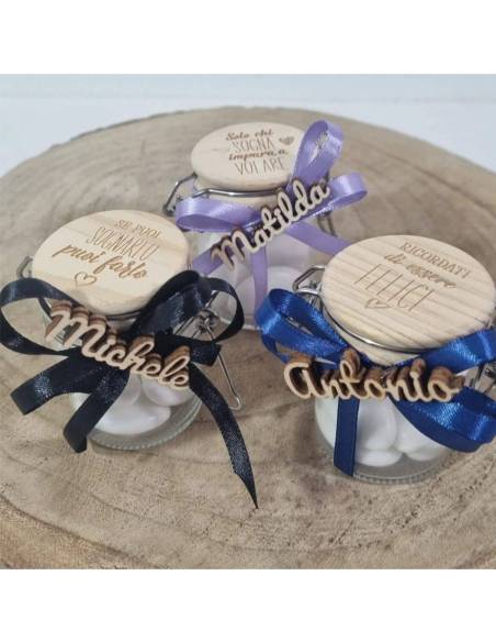 Barattoli ermetici con frasi bomboniere personalizzate