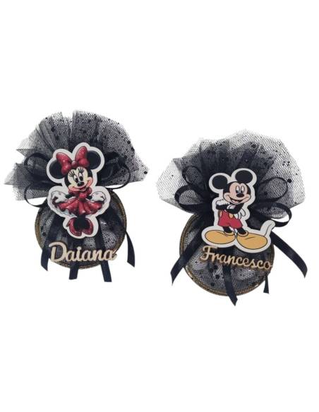 Bomboniere cerchio e tulle Minnie e Topolino personalizzati