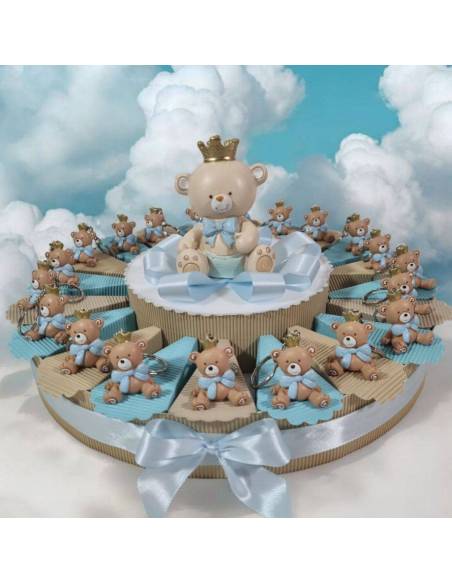 Torta bomboniere Battesimo orsetto principe corona dorata