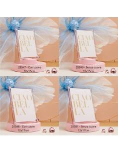 Claraluna bomboniere particolari cornici portafoto in plexiglass rosa