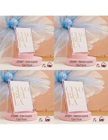 Claraluna bomboniere particolari cornici portafoto in plexiglass rosa