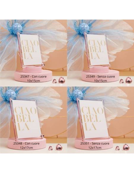 Claraluna bomboniere particolari cornici portafoto in plexiglass rosa