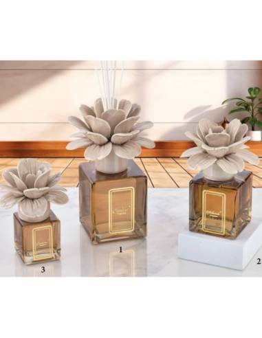 Melaverde bomboniere profumatori per ambienti fiore peonia in ceramica tortora