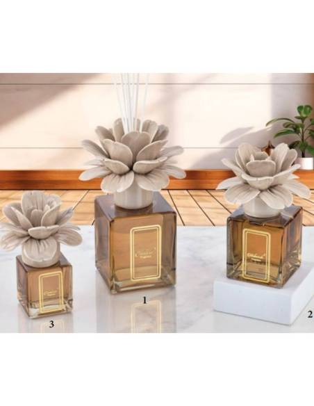 Melaverde bomboniere profumatori per ambienti fiore peonia in ceramica tortora