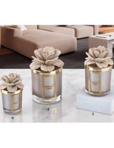 Bomboniere Melaverde candele profumate peonia in ceramica tortora