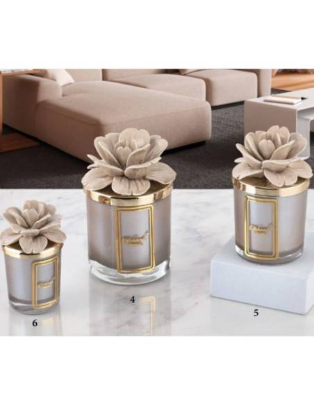 Bomboniere Melaverde candele profumate peonia in ceramica tortora
