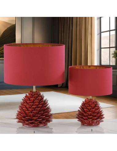 Lampade da tavolo bomboniere Melaverde pigna in ceramica bordeaux