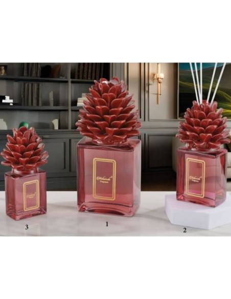 Diffusori per ambienti Melaverde bomboniere in ceramica pigna bordeaux