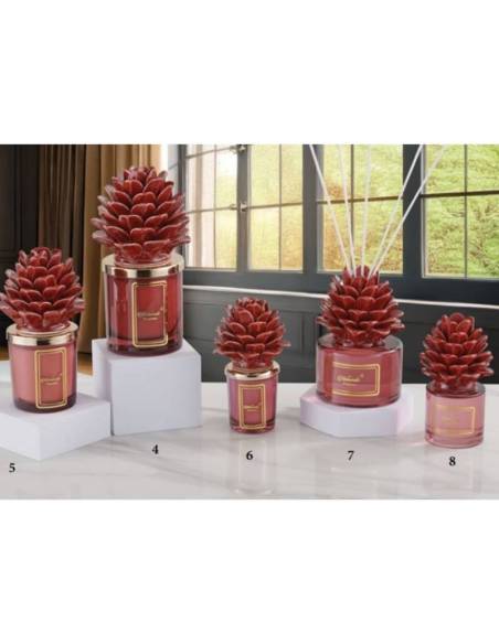 Profumatori per ambienti Melaverde bomboniere pigna bordeaux in ceramica