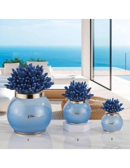 Lampade led con telecomando bomboniere Melaverde corallo in ceramica blu