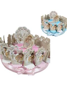 Torta bomboniere Battesimo albero della vita sacra famiglia glitter