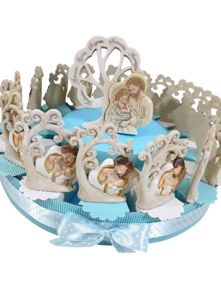 Torta bomboniere Battesimo albero della vita sacra famiglia glitter| Sindy Bomboniere