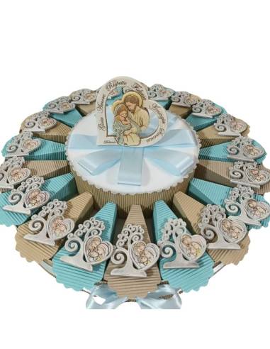 Torta bomboniere Battesimo calamite albero della vita cuori sacra famiglia| Sindy Bomboniere