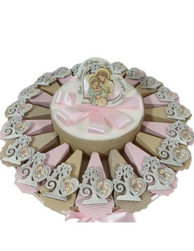 Torta bomboniere Battesimo calamite albero della vita cuori sacra famiglia| Sindy Bomboniere