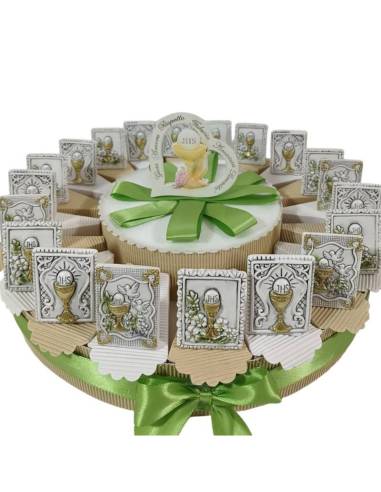 Torta bomboniere Comunione cornici icone sacre miste calice JHS