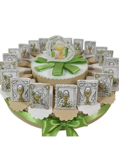 Torta bomboniere Comunione cornici icone sacre miste calice JHS
