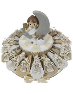 Torta bomboniera Battesimo pendenti croci tao angioletti