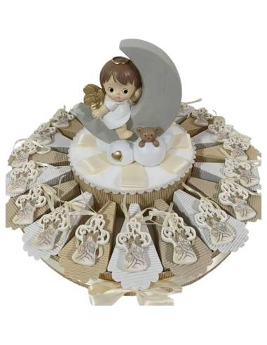 Torta bomboniera Battesimo pendenti croci tao angioletti