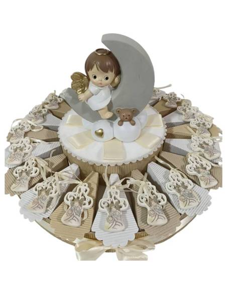 Torta bomboniera Battesimo pendenti croci tao angioletti