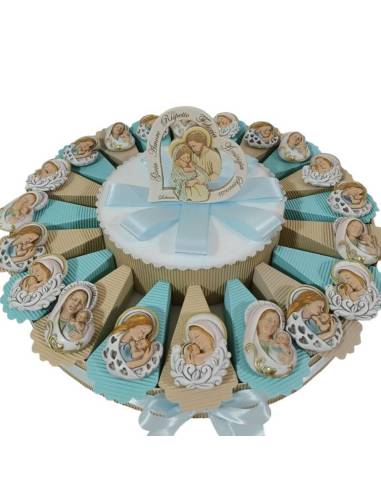 Torta bomboniere Battesimo calamite icone simbolo maternità miste| Sindy Bomboniere