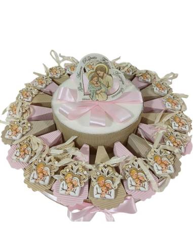 Torta bomboniera Battesimo albero della vita pendente icona sacra famiglia| Sindy Bomboniere