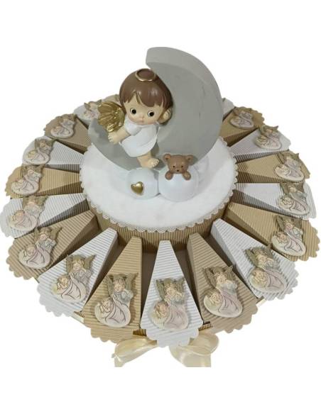 Torta bomboniere portaconfetti Battesimo angioletti