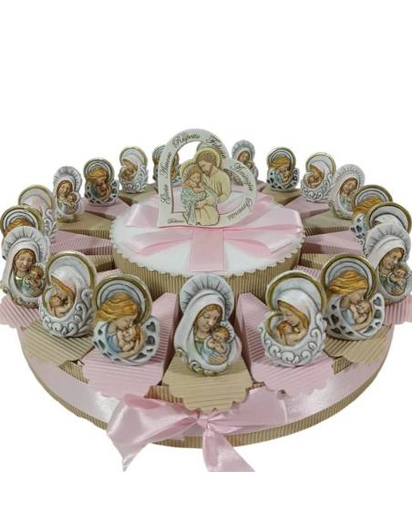 Torta portaconfetti bomboniere Battesimo icone maternità appoggio| Sindy Bomboniere