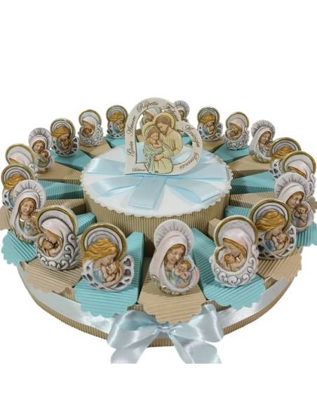 Torta portaconfetti bomboniere Battesimo icone maternità appoggio| Sindy Bomboniere