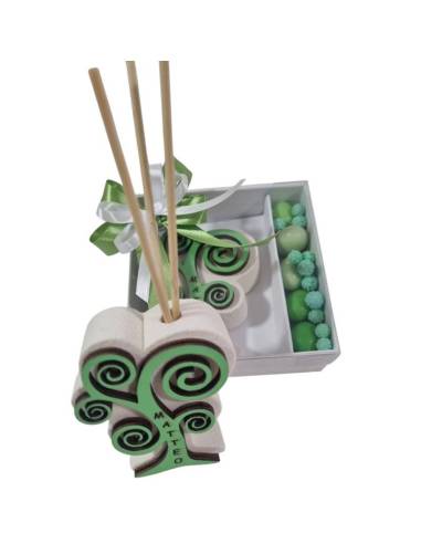 Profumatori ambiente bomboniere albero della vita verde personalizzato