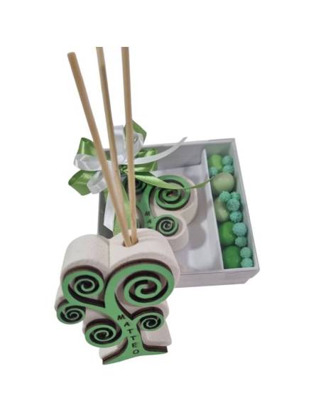 Profumatori ambiente bomboniere albero della vita verde personalizzato