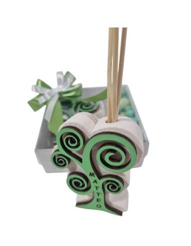 Profumatori ambiente bomboniere albero della vita verde personalizzato