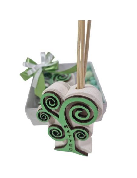 Profumatori ambiente bomboniere albero della vita verde personalizzato