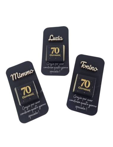 Segnaposto Compleanno neri con frase personalizzati