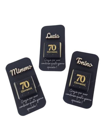 Segnaposto Compleanno neri con frase personalizzati