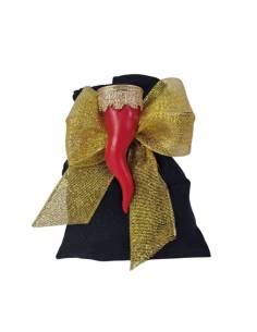 Bomboniere cornetti rossi calamite con sacchetto portaconfetti nero