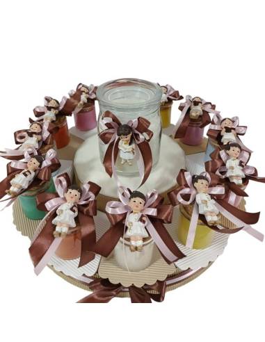 Candele bomboniere Comunione femmina magnete torta completa di confetti