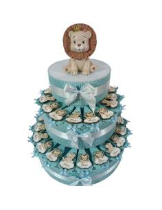 Torta bomboniere Battesimo animali leoni misti personalizzati