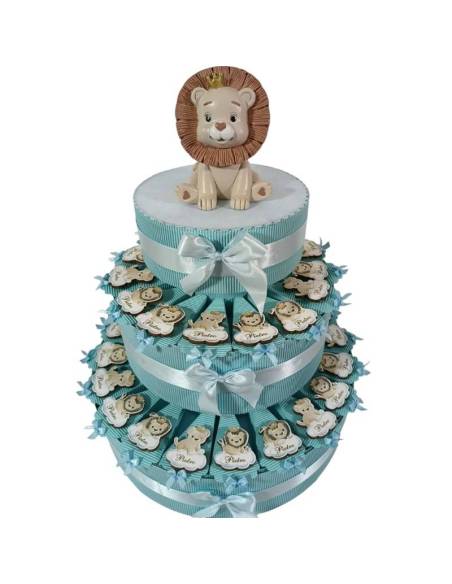 Torta bomboniere Battesimo animali leoni misti personalizzati