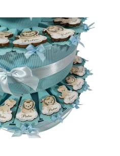 Torta bomboniere Battesimo animali leoni misti personalizzati 2