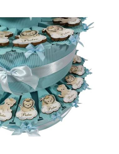 Torta bomboniere Battesimo animali leoni misti personalizzati | Sindy Bomboniere