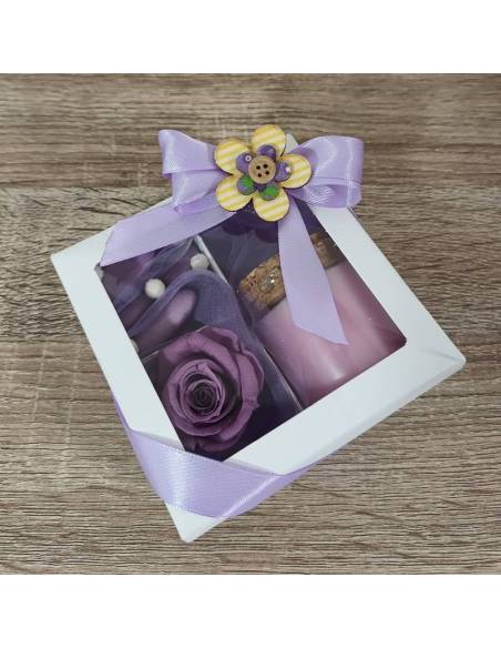 Bomboniere Yankee Candle con rosa stabilizzata lilla