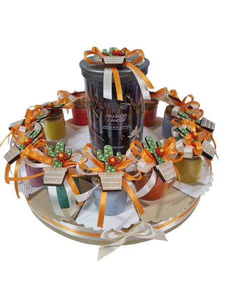 Torta di bomboniere yankee candle piantine di cactus