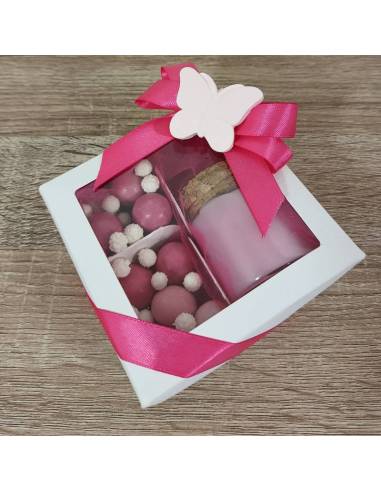 Candele bomboniere Comunione candela con gessetto farfalla rosa