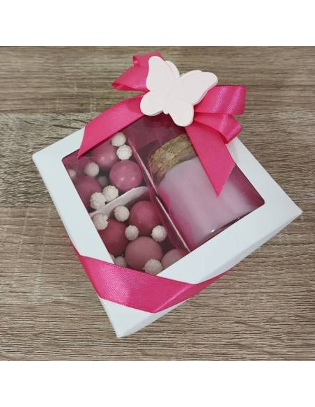 Candele bomboniere Comunione candela con gessetto farfalla rosa
