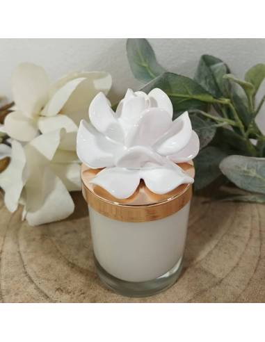 Candele bomboniere profumate in vetro fiore bianco