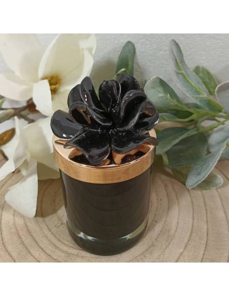 Bomboniere candele fiore in ceramica nero