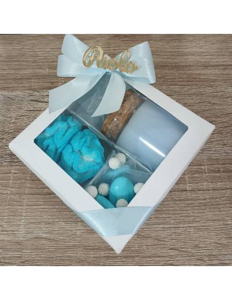 Candele bomboniere personalizzate nome plexiglass