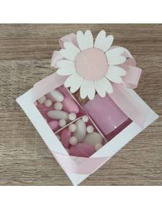 Candele bomboniere margherite rosa confetti rosa