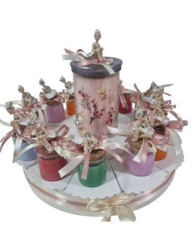 Bomboniere candele profumate tema ballerina su torta